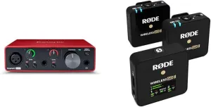 Focusrite Scarlett Solo 3rd Gen USB Audio Interface & RØDE Wireless Go II Dual Channel Wireless System with Built-in Microphones