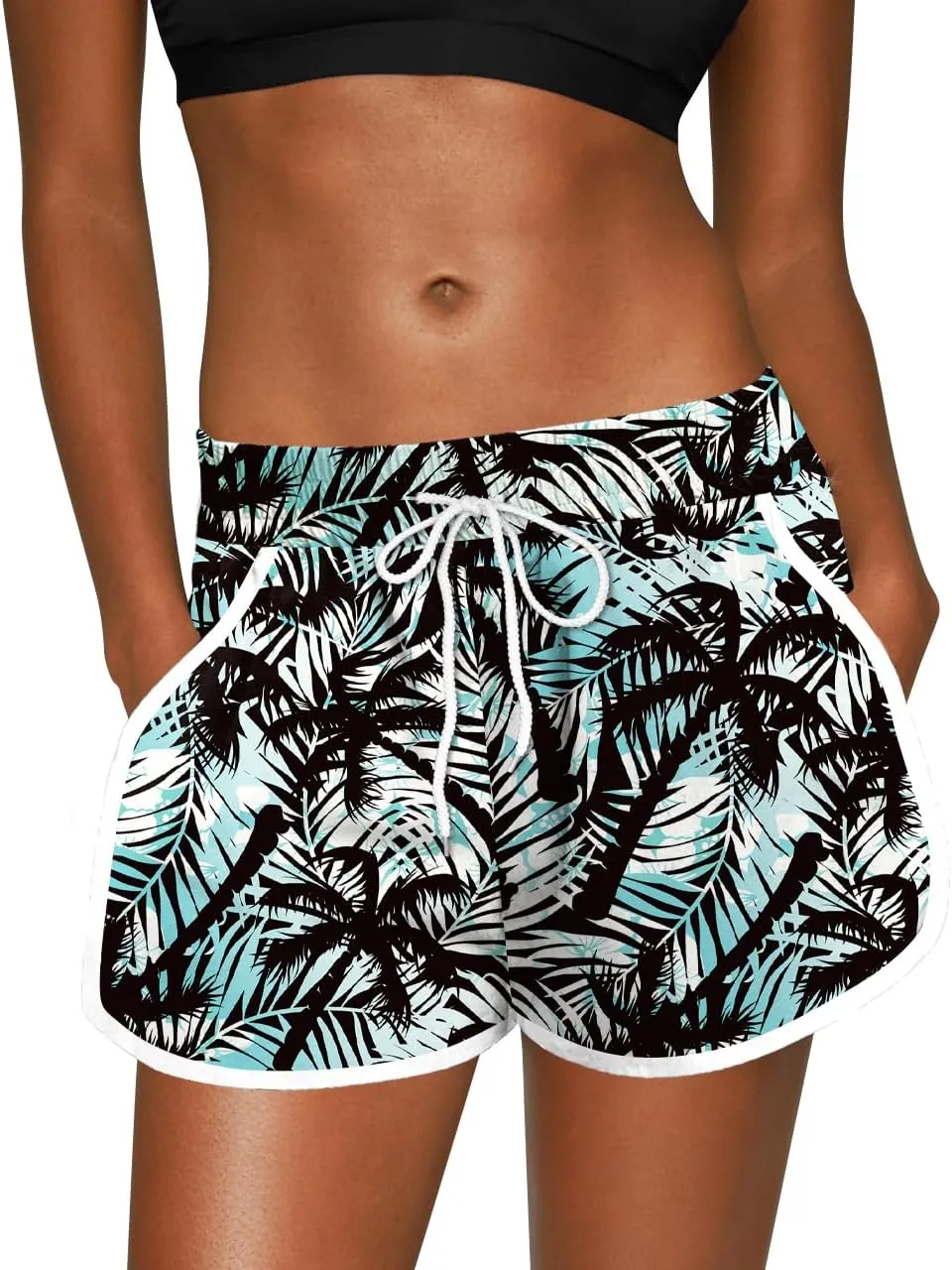 For G and PL Women Summer Floral Beach Boardshorts with Pockets Swim Trunks