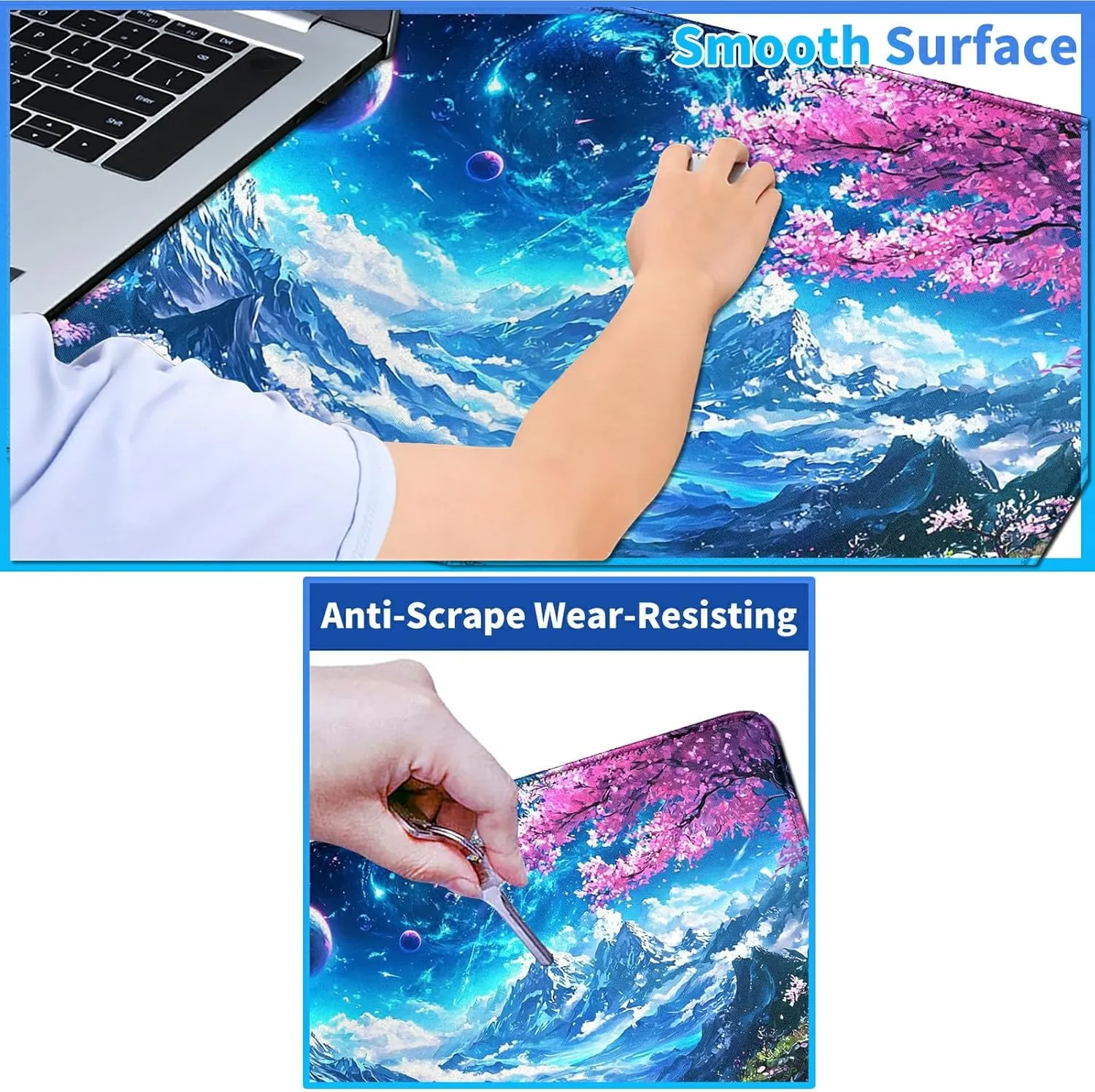for MTG Playmat 24 x 14 Inches, Card Playmat Stitched with Magic Zones Commander Deck Gaming Desk Mat Card Gameplay Pad for MTG TCG Trading Card Inked Game - Blue Mountain Man