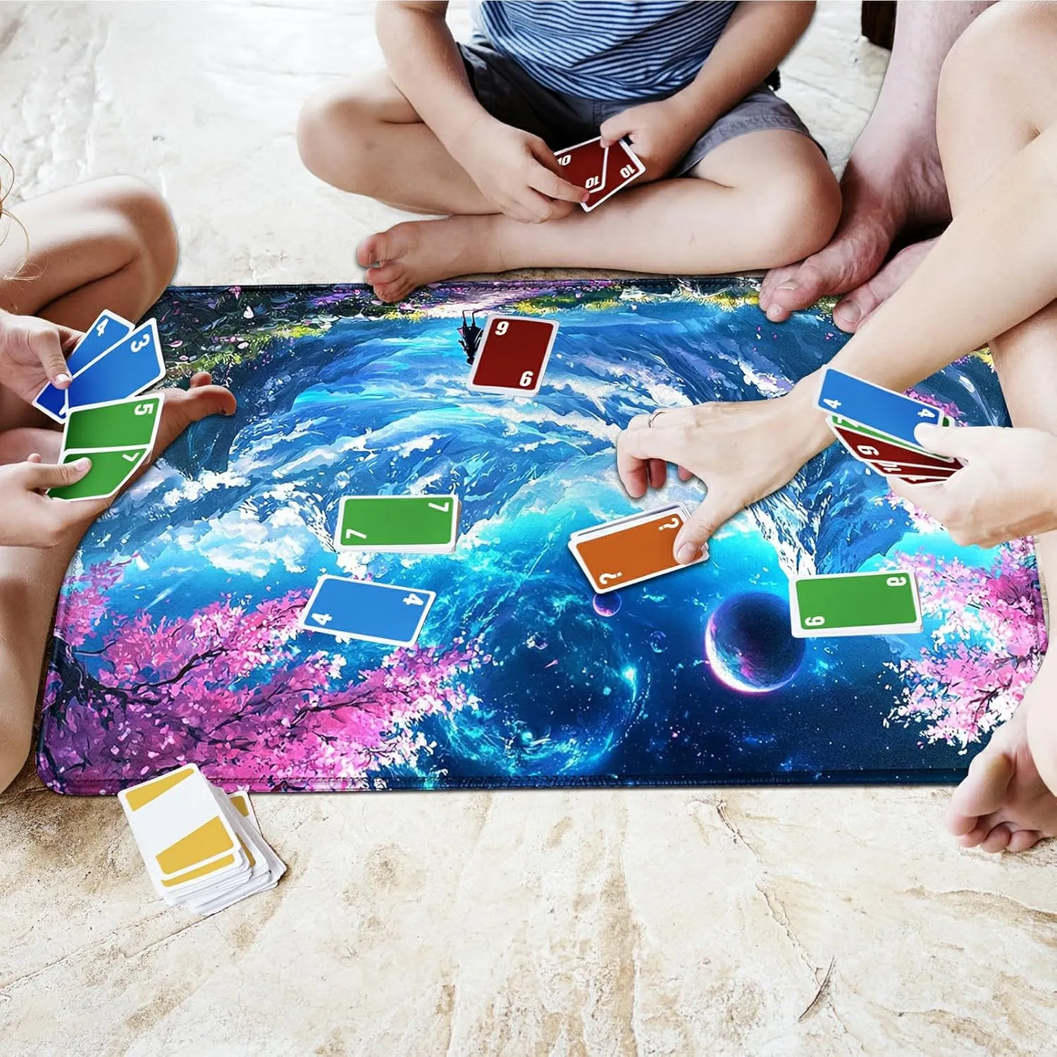for MTG Playmat 24 x 14 Inches, Card Playmat Stitched with Magic Zones Commander Deck Gaming Desk Mat Card Gameplay Pad for MTG TCG Trading Card Inked Game - Blue Mountain Man