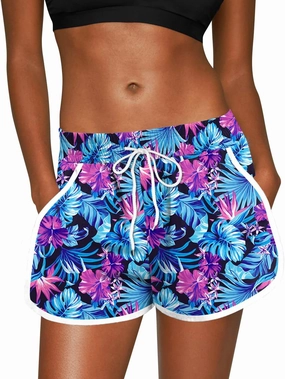 For G and PL Women Summer Floral Beach Boardshorts with Pockets Swim Trunks