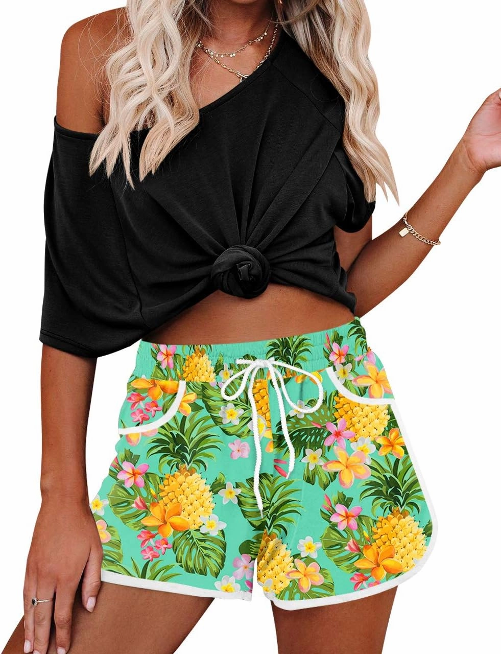 For G and PL Women Summer Floral Beach Boardshorts with Pockets Swim Trunks