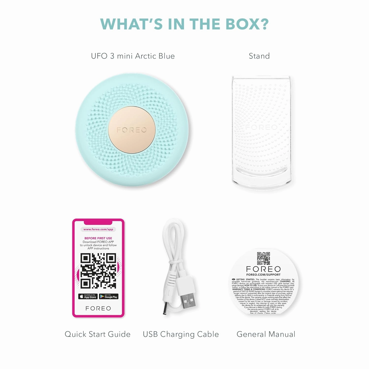 FOREO UFO 3 mini 4-in-1 Face Mask Skincare Device - Face Moisturiser - Anti-Aging - Red Light - Warming - Facial Massage - App-connected - Arctic Blue