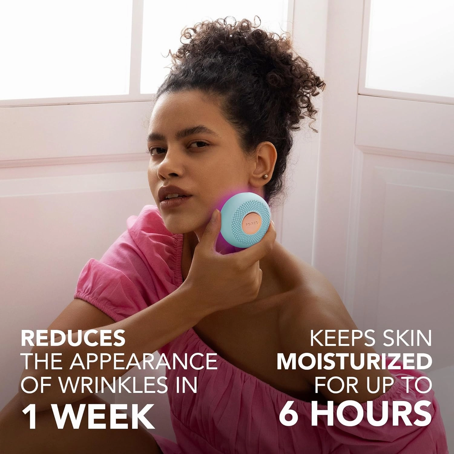FOREO UFO 3 mini 4-in-1 Face Mask Skincare Device - Face Moisturiser - Anti-Aging - Red Light - Warming - Facial Massage - App-connected - Arctic Blue