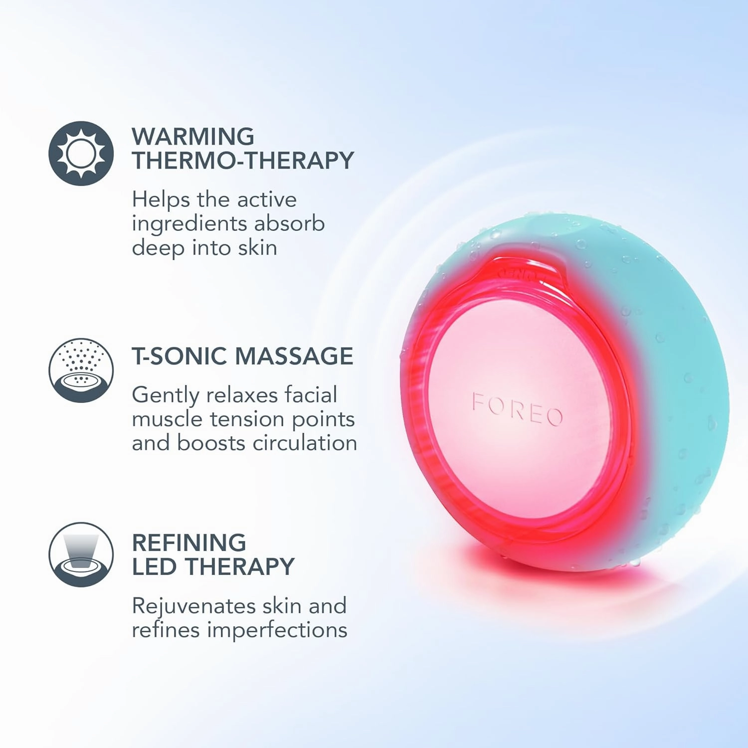 FOREO UFO 3 mini 4-in-1 Face Mask Skincare Device - Face Moisturiser - Anti-Aging - Red Light - Warming - Facial Massage - App-connected - Arctic Blue