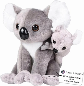 Forest & Twelfth Mom and Baby Mini Koala, Stuffed Animals for Boys and Girls, Jungle Baby Shower Decorations, Nursery Décor, Zoo Animals for Toddlers, Plush Toys, Soft Stuffed Koalas (Koala)