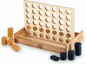 Foster & Rye Four and Win - Classic Board Game, Games for 2 Players Vintage Wood Design - Board Game Tabletop