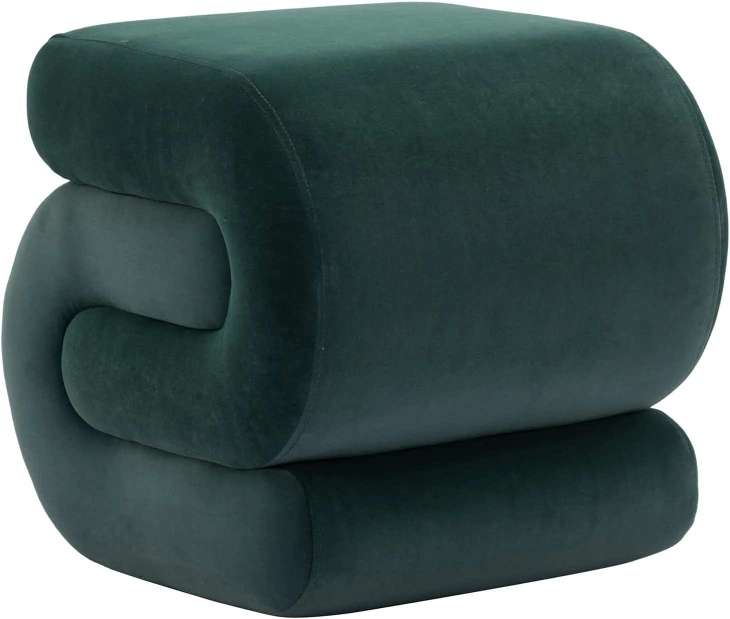 FOXHUNTER Modern Velvet Upholstered Ottoman,Comfort Velvet Foot Stools,Exquisite End Table Pouf Stool Soft Shoe Stool,S Shape Ottoman for Makeup Room Living Room Bedroom Entrance(Older Version Green)