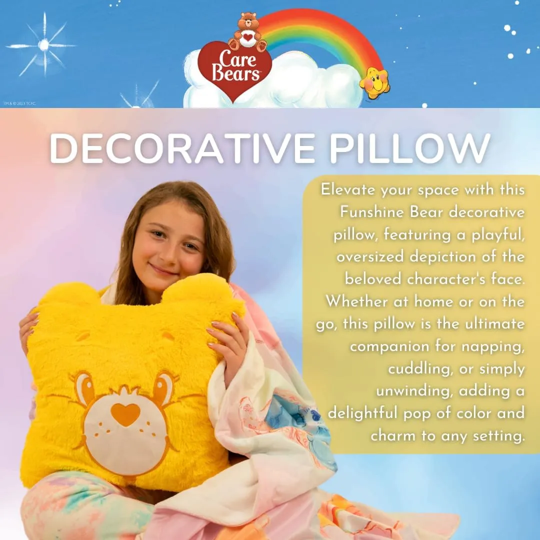 Franco Bedding Super Soft Plush Decorative Throw Cuddle Pillow (100% Officially Licensed Product), One Size, Care Bears Funshine Bear