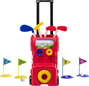 Franklin Sports Kids Toy Golf Set - MyFirst Plastic Golf Clubs   Balls Set for Kids   Toddlers - Mini Toy Righty   Lefty Golf Club Set - Includes Carry Case, (4) Balls   (4) Holes, Red