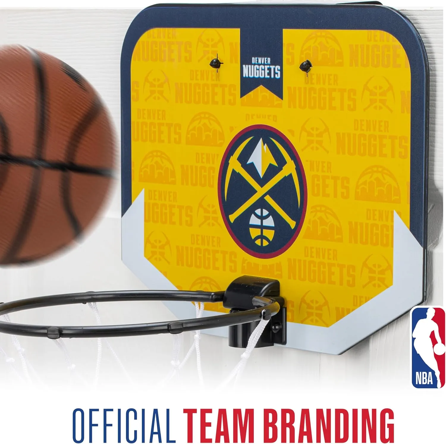 Franklin Sports NBA Team Over The Door Basketball Hoop - Kids Indoor Mini Basketball Hoop with Basketball - NBA Fan Shop Mini Hoop for Bedroom & Office