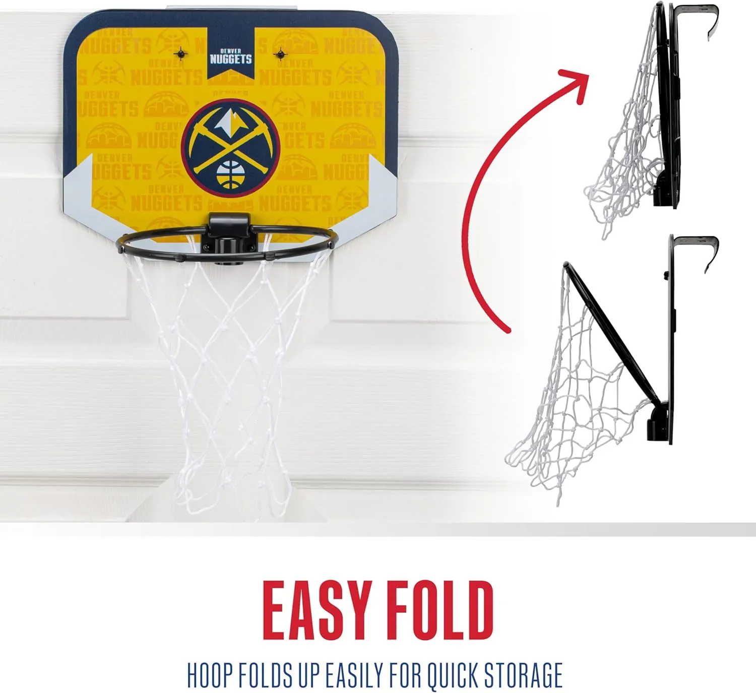 Franklin Sports NBA Team Over The Door Basketball Hoop - Kids Indoor Mini Basketball Hoop with Basketball - NBA Fan Shop Mini Hoop for Bedroom & Office