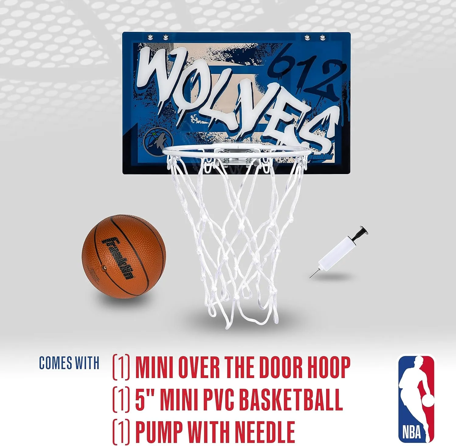 Franklin Sports NBA Team Over the Door Basketball Hoops - Kids Indoor Mini Basketball Hoop   Ball Set - NBA Fan Mini Hoops