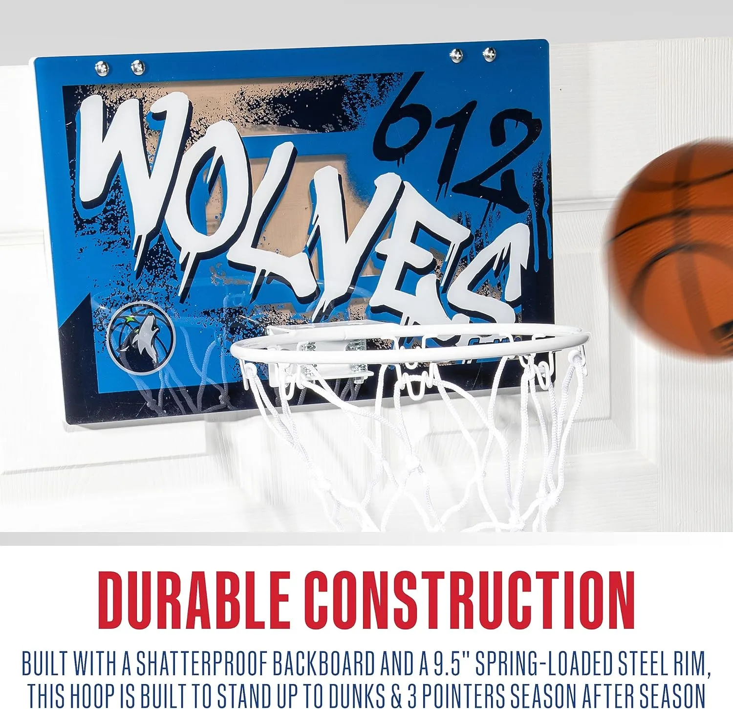 Franklin Sports NBA Team Over the Door Basketball Hoops - Kids Indoor Mini Basketball Hoop   Ball Set - NBA Fan Mini Hoops
