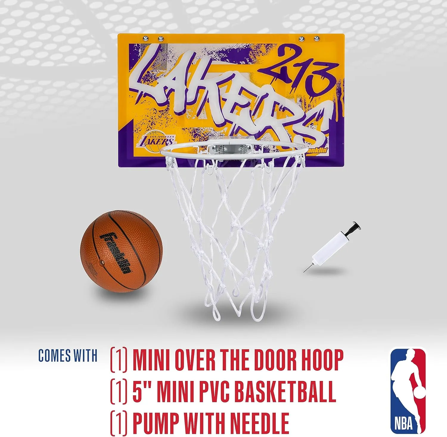Franklin Sports NBA Team Over the Door Basketball Hoops - Kids Indoor Mini Basketball Hoop   Ball Set - NBA Fan Mini Hoops