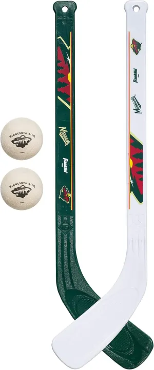 Franklin Sports NHL Mini Hockey Stick Set - NHL Team Knee Hockey Stick and Ball Set - Two Player Stick Set - Great Toy for Kids