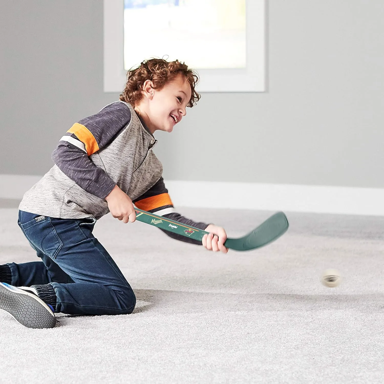 Franklin Sports NHL Mini Hockey Stick Set - NHL Team Knee Hockey Stick and Ball Set - Two Player Stick Set - Great Toy for Kids
