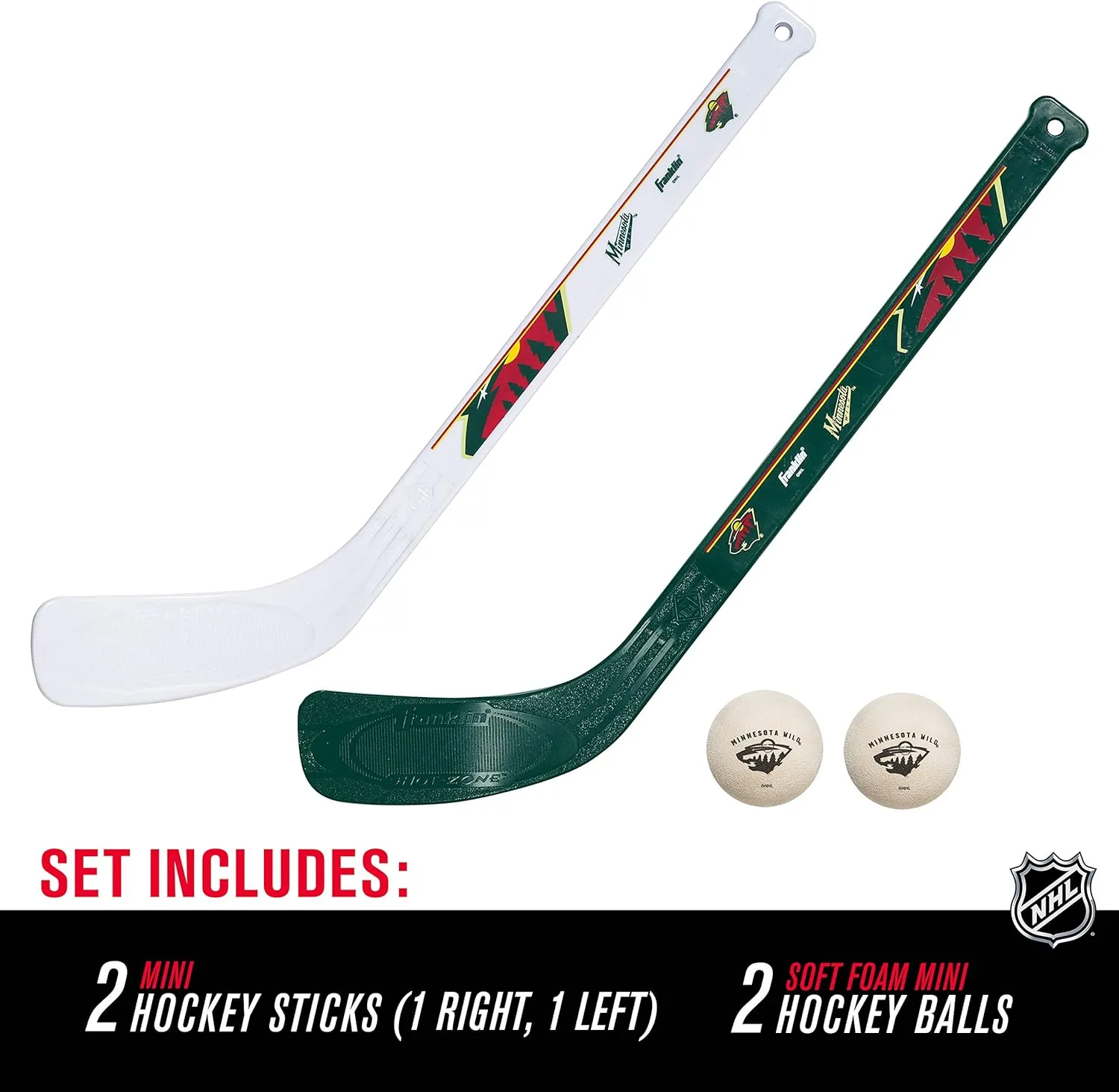 Franklin Sports NHL Mini Hockey Stick Set - NHL Team Knee Hockey Stick and Ball Set - Two Player Stick Set - Great Toy for Kids