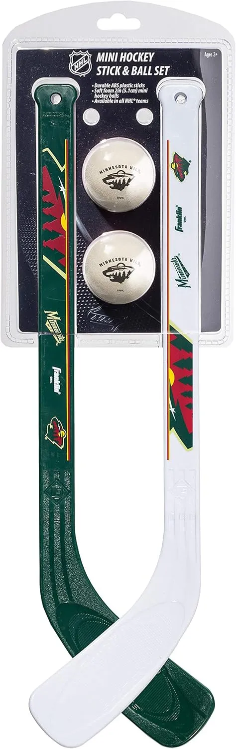 Franklin Sports NHL Mini Hockey Stick Set - NHL Team Knee Hockey Stick and Ball Set - Two Player Stick Set - Great Toy for Kids