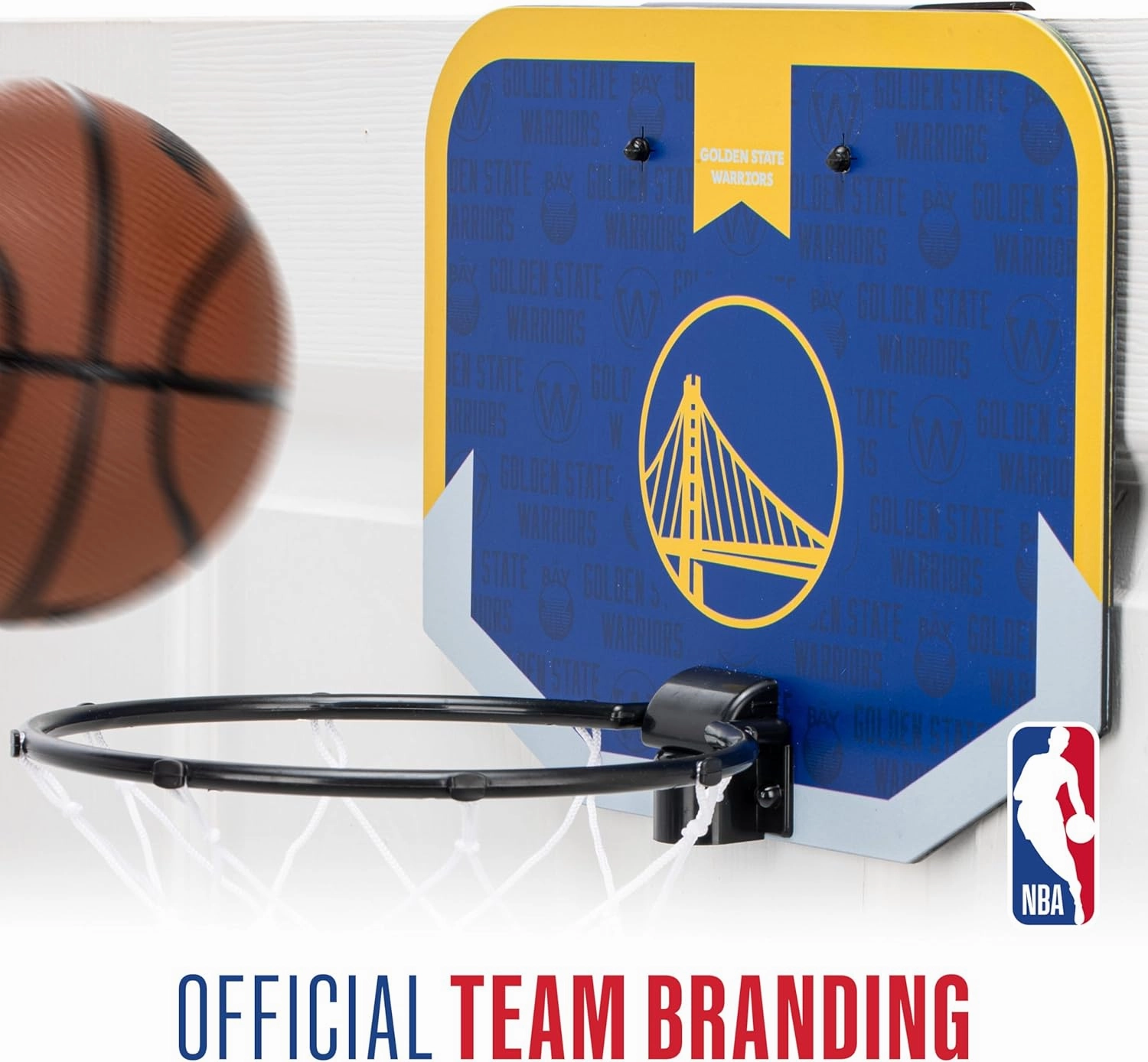 Franklin Sports NBA Team Over The Door Basketball Hoop - Kids Indoor Mini Basketball Hoop with Basketball - NBA Fan Shop Mini Hoop for Bedroom & Office
