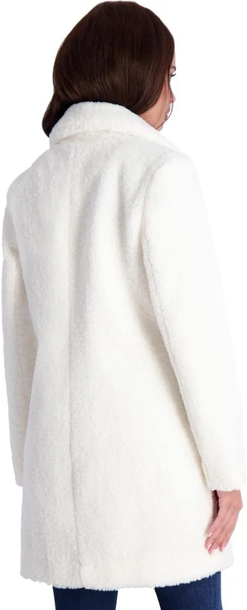 French Connection Women's Faux Shearling Teddy Lapel Midi Coat