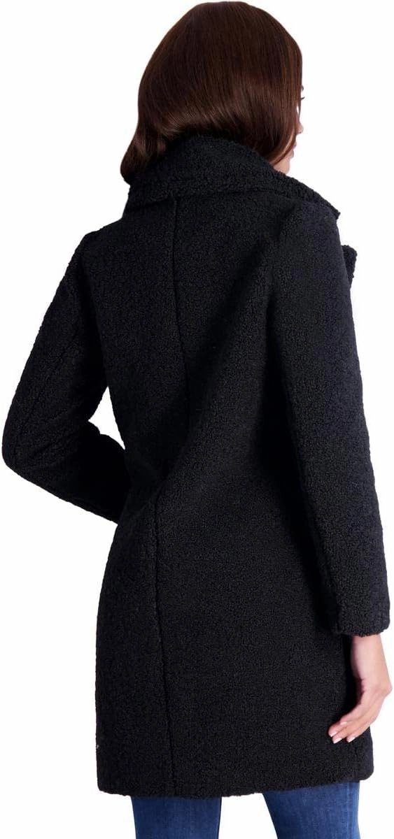 French Connection Women's Faux Shearling Teddy Lapel Midi Coat
