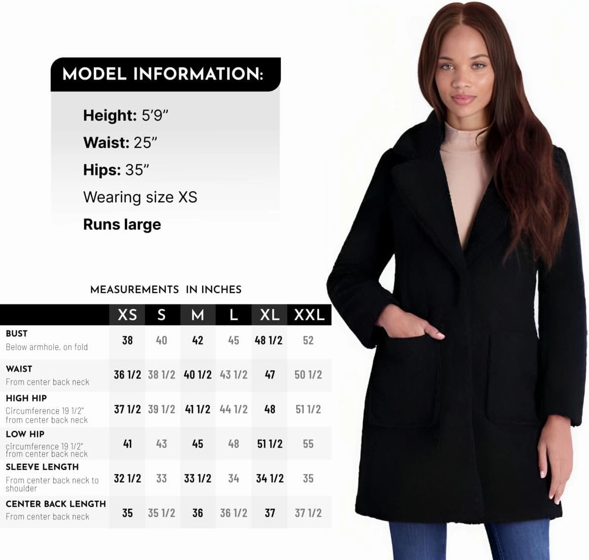 French Connection Women's Faux Shearling Teddy Lapel Midi Coat