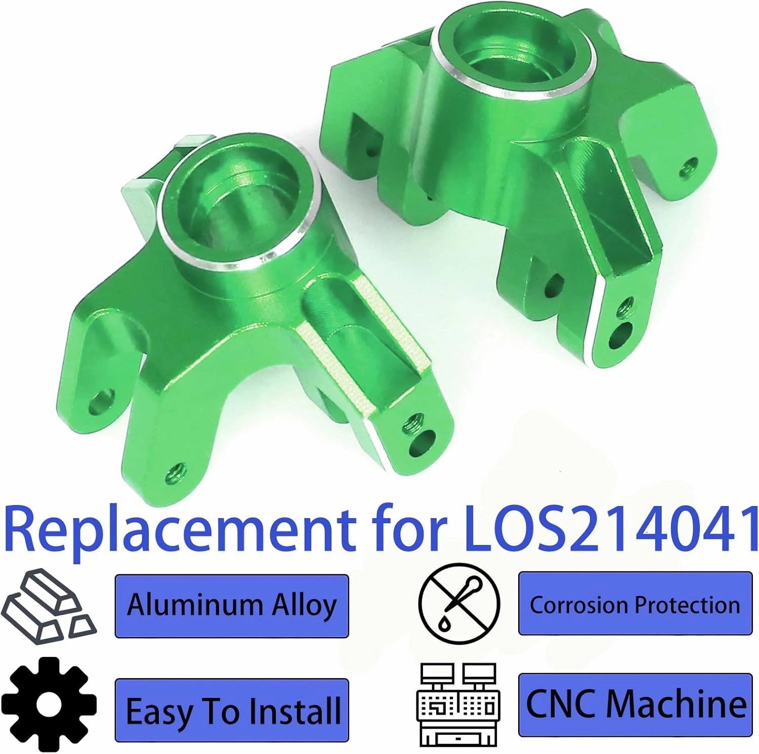 Front Spindle Metal Aluminum for Losi 1/18 Mini LMT 4X4 Brushed Monster Truck，Replacement for LOS214041 Upgrade Parts Front Knuckle Spindle for Losi - LOS01026 1/18 Mini LMT Monster (Green Anodized)