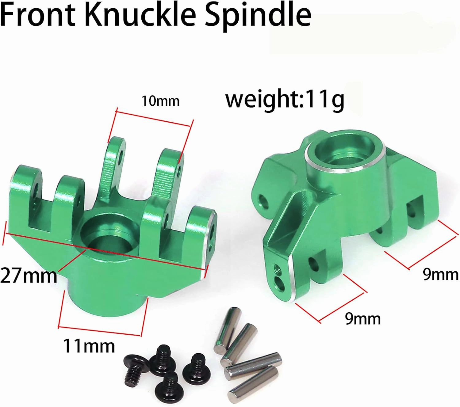 Front Spindle Metal Aluminum for Losi 1/18 Mini LMT 4X4 Brushed Monster Truck，Replacement for LOS214041 Upgrade Parts Front Knuckle Spindle for Losi - LOS01026 1/18 Mini LMT Monster (Green Anodized)