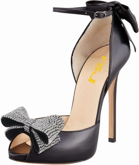 FSJ Women Stiletto High Heels Sandals Peep Toe Pumps Ankle Straps Bows Bridal Dress Party Shoes with Buckle Size 4-15 US
