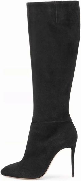 FSJ Women Western Knee High Long Boots Leather Pointed Toe High Heels Wide Calf Riding Shoes Size 4-15 US