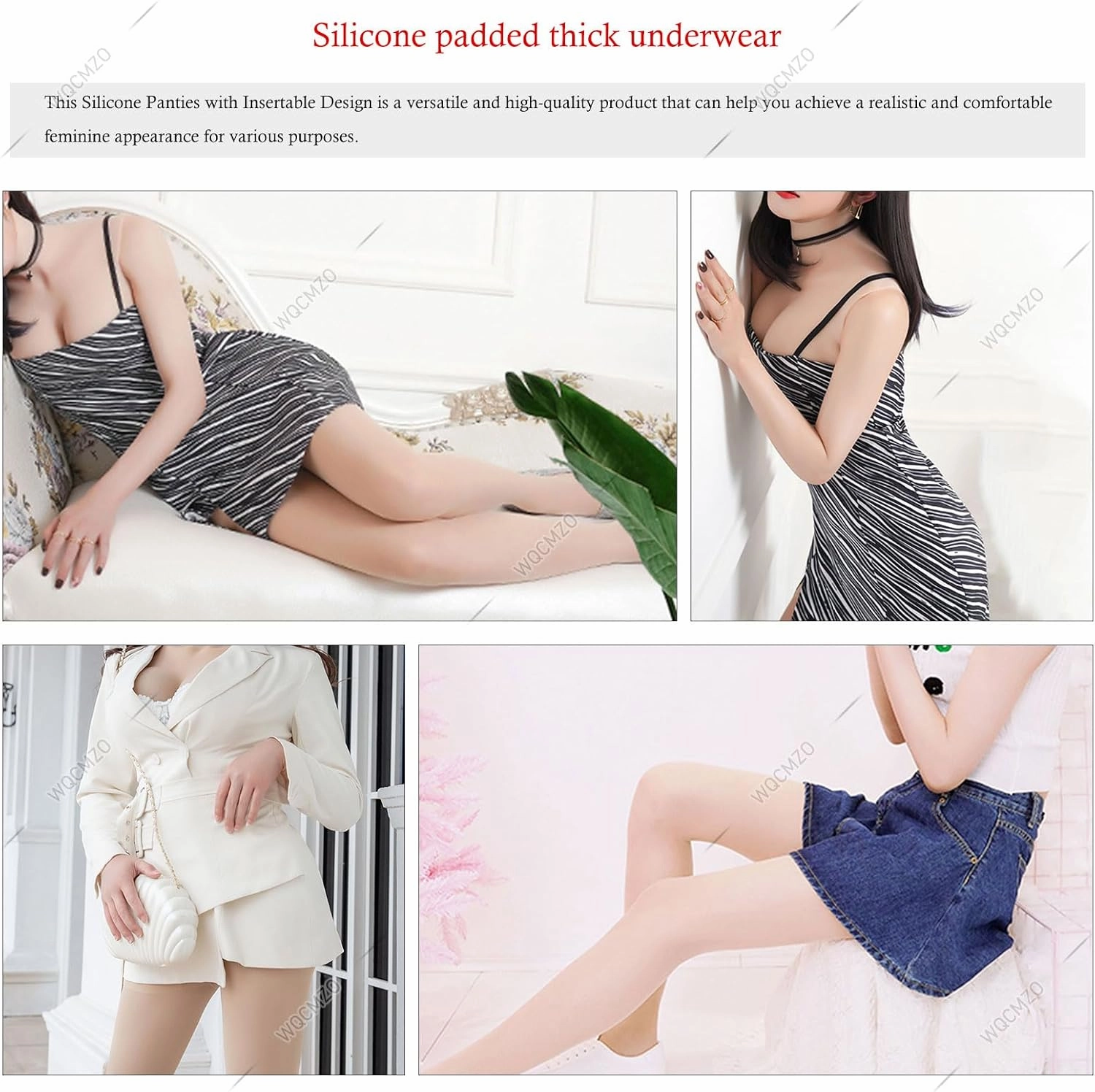 Full Silicone Hips & Butt Padded Panties - Realistic Insertable Faux Vagina for Crossdressing Transgender Cosplay