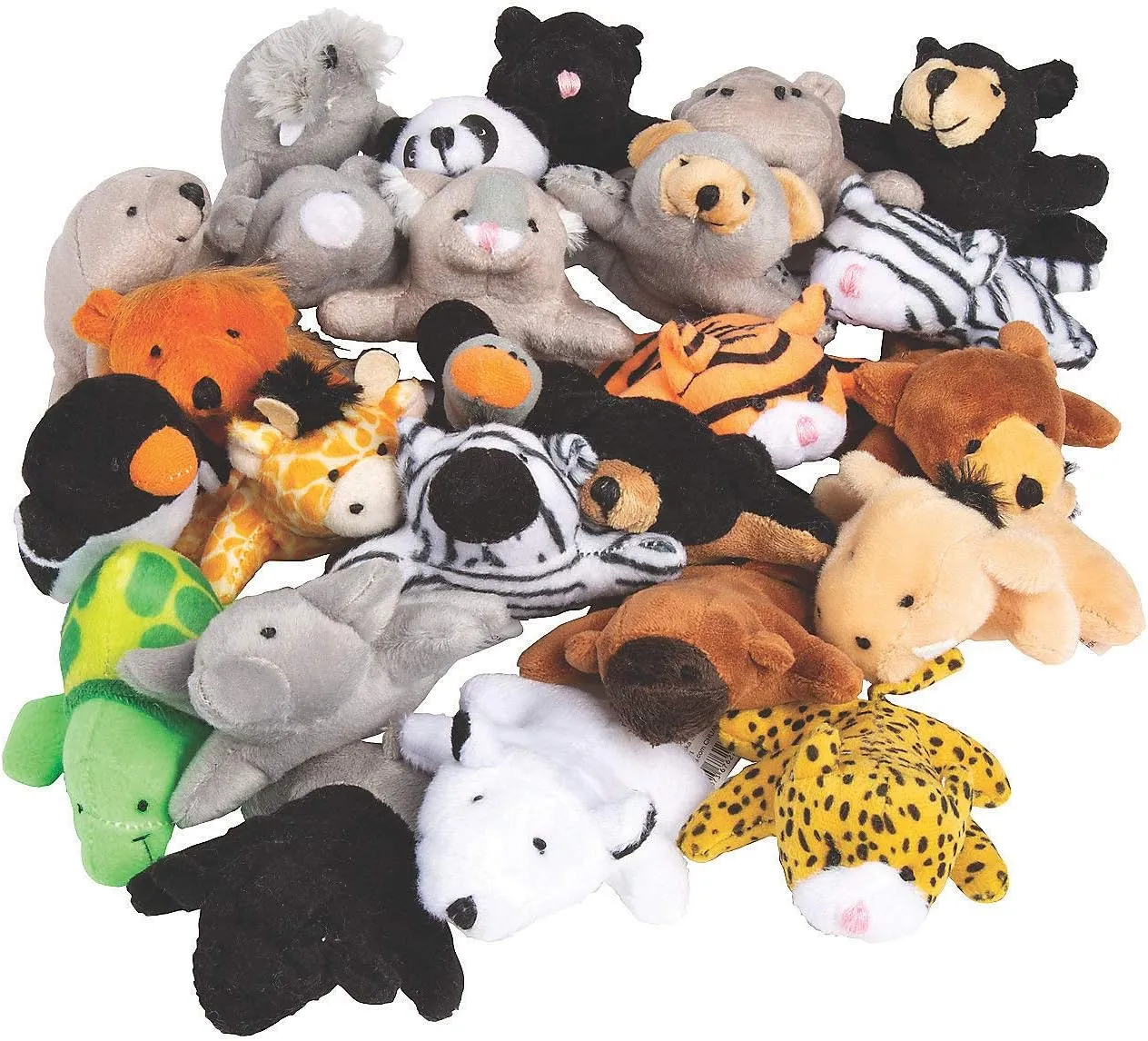 Fun Express Mini Zoo Stuffed Animal Assortment | 50 Count | Christmas Favors Giveaways Rewards Gifts Kid's Birthday Vacation Bible School Halloween Carnival - VBS Vacation Bible School Supplies/Decor