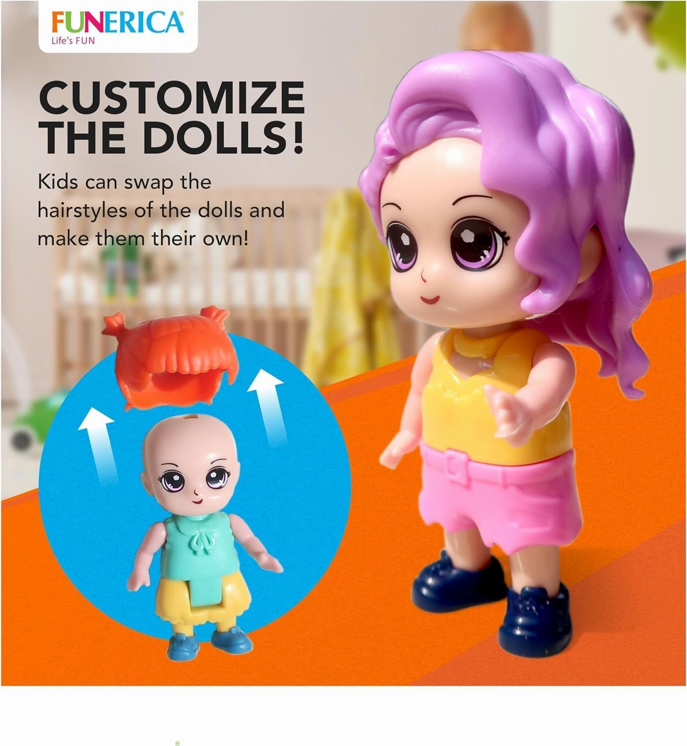 FUNERICA Dollhouse People Figures Playset - Dollhouse Family Little Play Figurines Doll House Accessories Toys -(Family Figures with Car, Pets, Doctor & Nurse)
