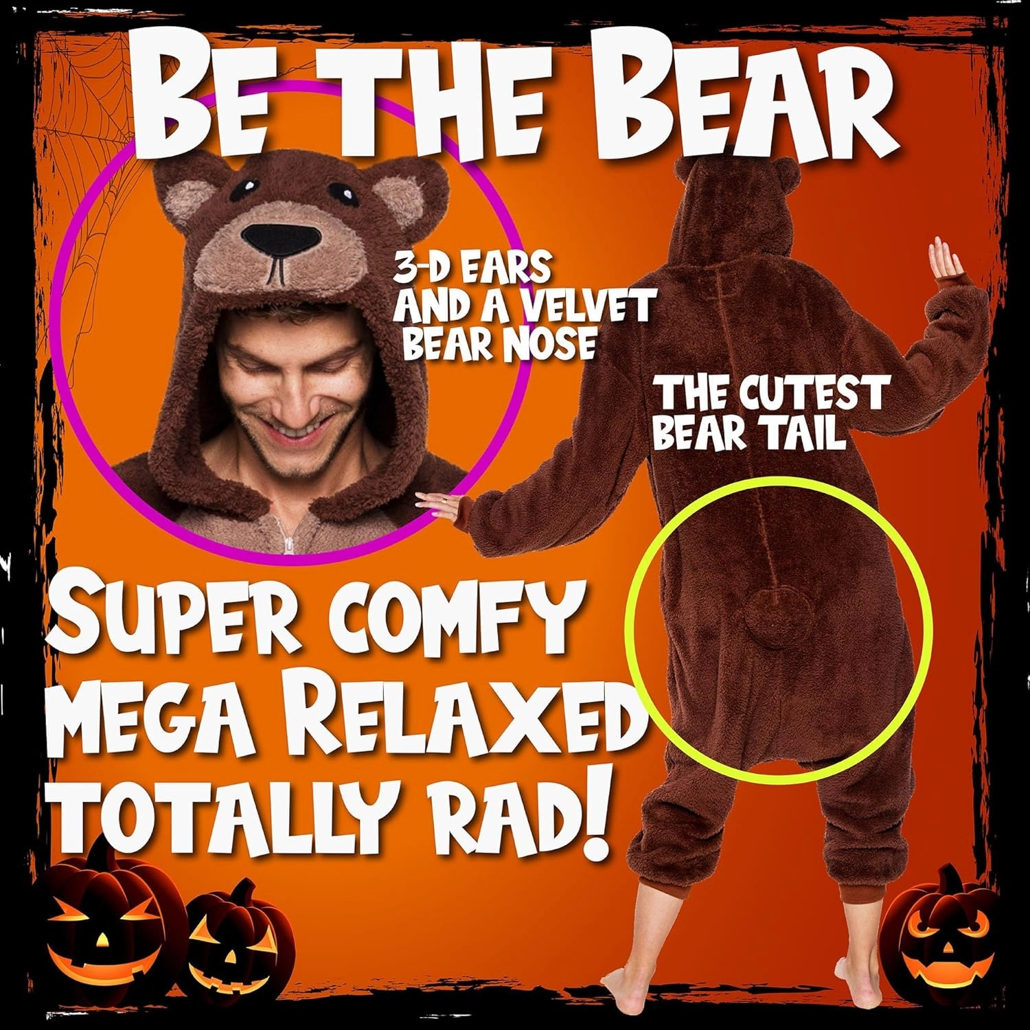 Funziez! Sherpa Bear Adult Onesie - Animal Halloween Costume - Plush Teddy One Piece Cosplay Suit for Adults, Women and Men