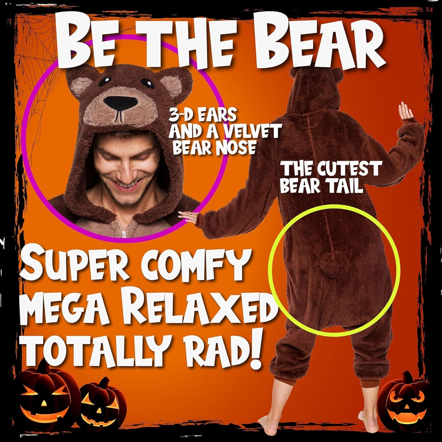 Funziez! Sherpa Bear Adult Onesie - Animal Halloween Costume - Plush Teddy One Piece Cosplay Suit for Adults, Women and Men