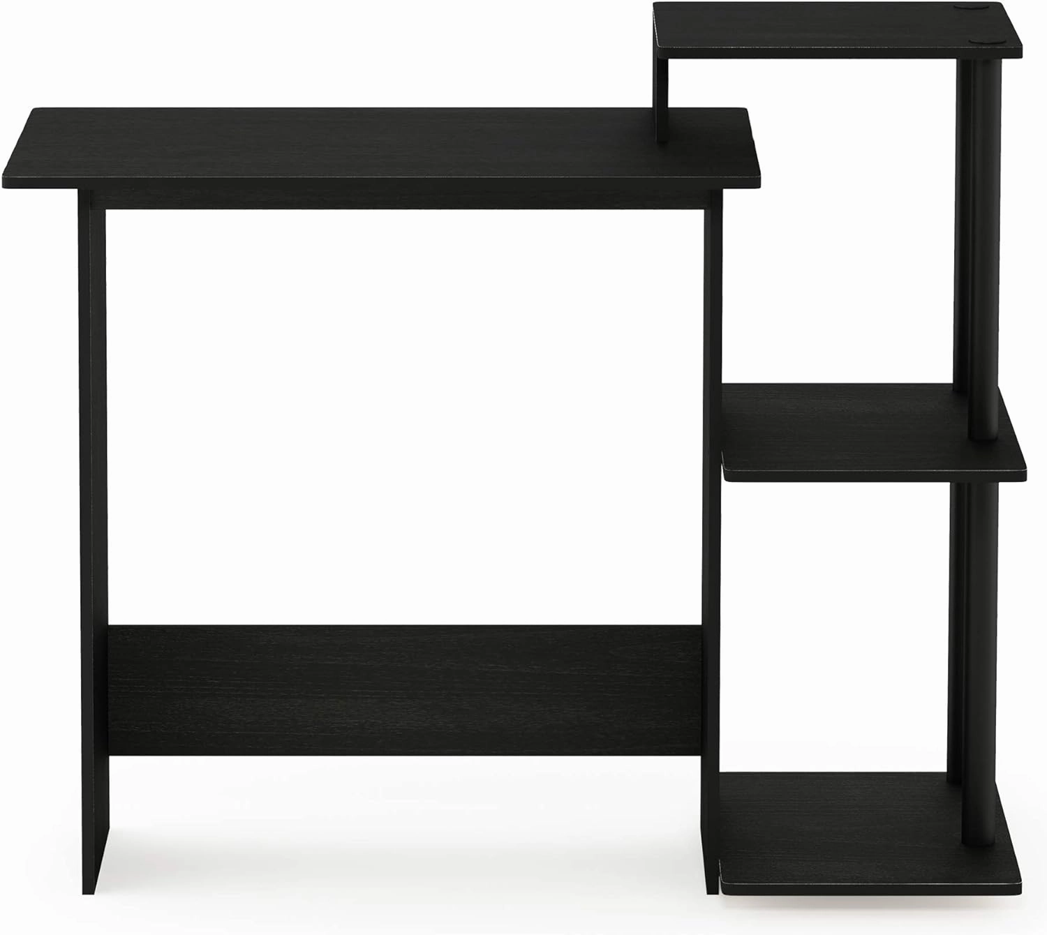 Furinno Efficient Home Laptop Notebook Computer Desk with Square Shelves, Americano/Black