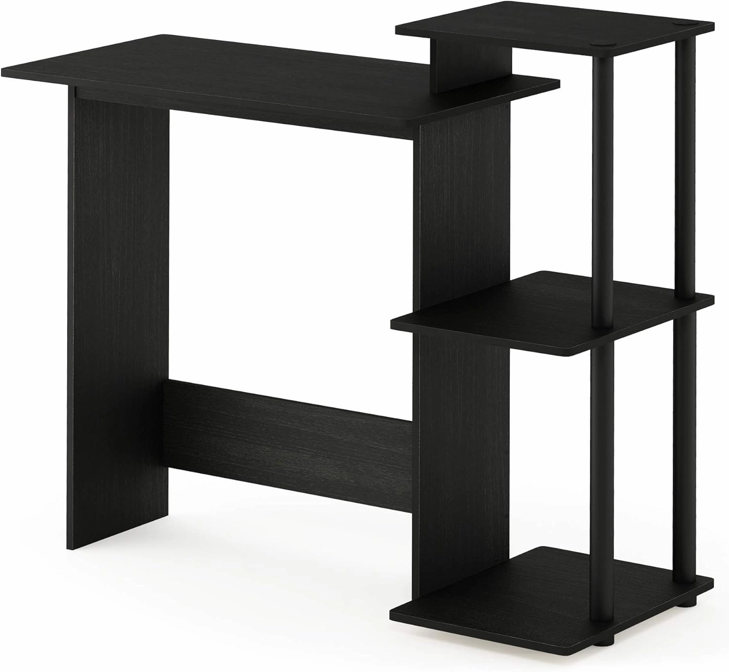Furinno Efficient Home Laptop Notebook Computer Desk with Square Shelves, Americano/Black