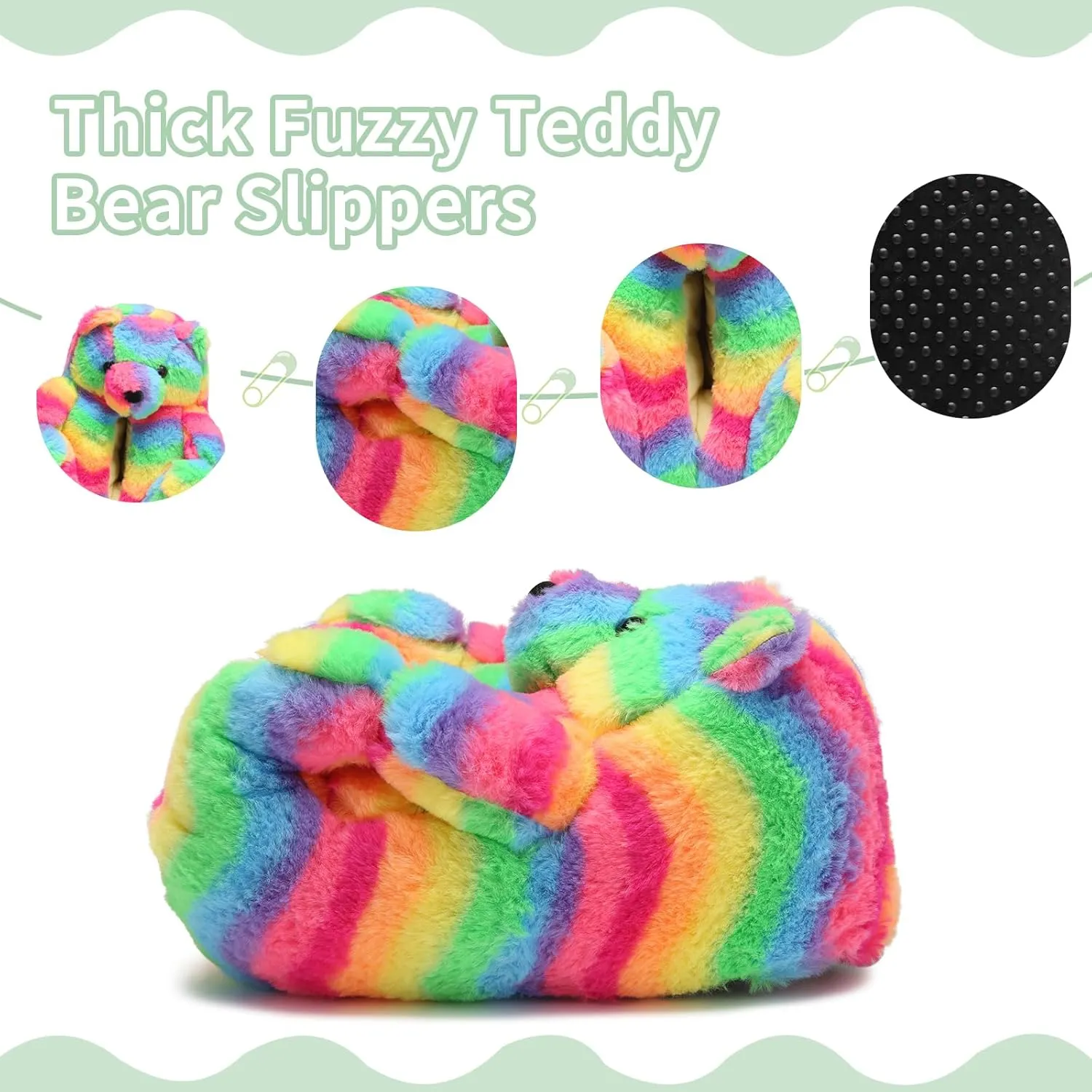 Fuzzy Women's Indoor Cozy Slippers,Cute Teddy Bear Slippers Trendy Funny Animal Slippers,Fun Birthday Gifts House Slippers Fluffy Soft Comfy Slippers for Women Mom Teen Girls Men