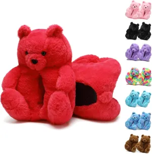 Fuzzy Women's Indoor Cozy Slippers,Cute Teddy Bear Slippers Trendy Funny Animal Slippers,Fun Birthday Gifts House Slippers Fluffy Soft Comfy Slippers for Women Mom Teen Girls Men