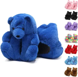 Fuzzy Women's Indoor Cozy Slippers,Cute Teddy Bear Slippers Trendy Funny Animal Slippers,Fun Birthday Gifts House Slippers Fluffy Soft Comfy Slippers for Women Mom Teen Girls Men