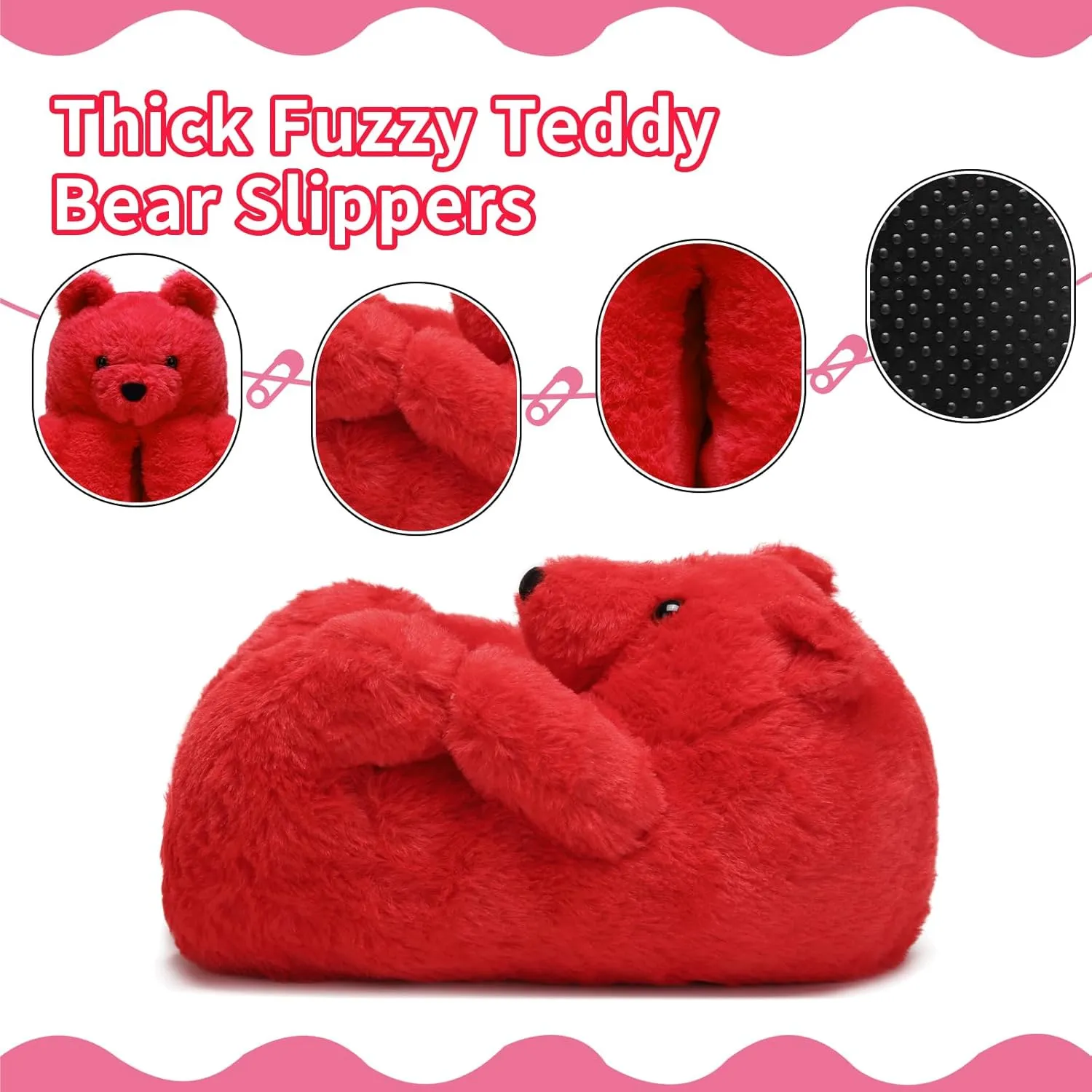 Fuzzy Women's Indoor Cozy Slippers,Cute Teddy Bear Slippers Trendy Funny Animal Slippers,Fun Birthday Gifts House Slippers Fluffy Soft Comfy Slippers for Women Mom Teen Girls Men