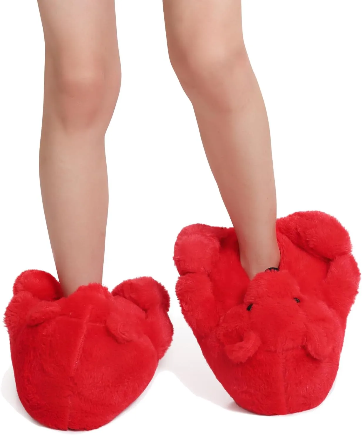 Fuzzy Women's Indoor Cozy Slippers,Cute Teddy Bear Slippers Trendy Funny Animal Slippers,Fun Birthday Gifts House Slippers Fluffy Soft Comfy Slippers for Women Mom Teen Girls Men