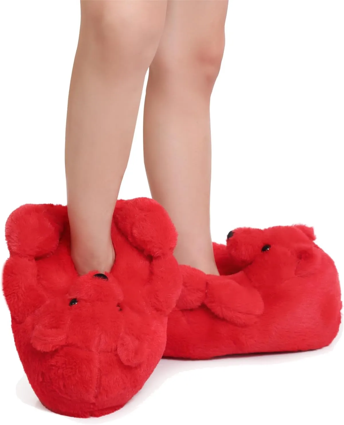 Fuzzy Women's Indoor Cozy Slippers,Cute Teddy Bear Slippers Trendy Funny Animal Slippers,Fun Birthday Gifts House Slippers Fluffy Soft Comfy Slippers for Women Mom Teen Girls Men