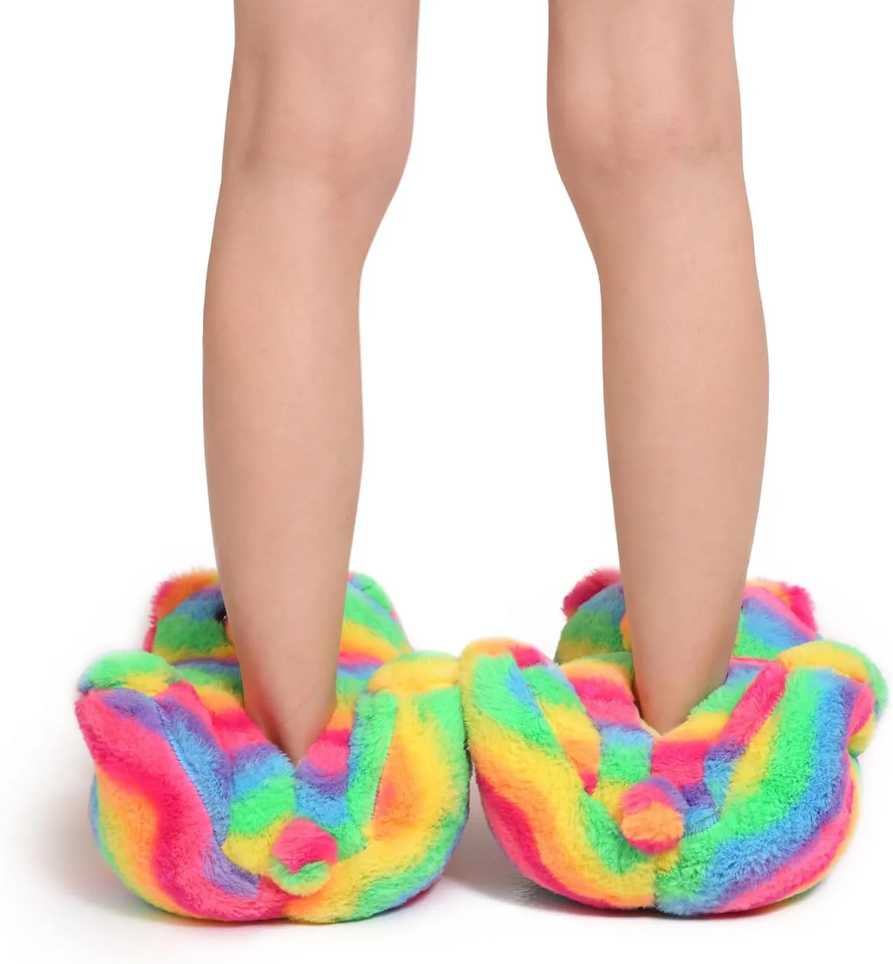 Fuzzy Women's Indoor Cozy Slippers,Cute Teddy Bear Slippers Trendy Funny Animal Slippers,Fun Birthday Gifts House Slippers Fluffy Soft Comfy Slippers for Women Mom Teen Girls Men