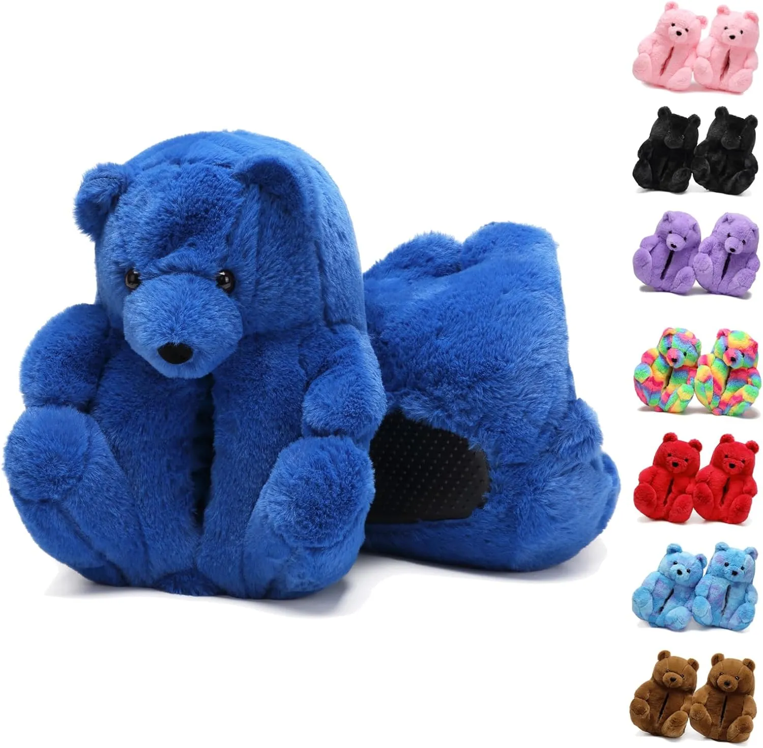 Fuzzy Women's Indoor Cozy Slippers,Cute Teddy Bear Slippers Trendy Funny Animal Slippers,Fun Birthday Gifts House Slippers Fluffy Soft Comfy Slippers for Women Mom Teen Girls Men