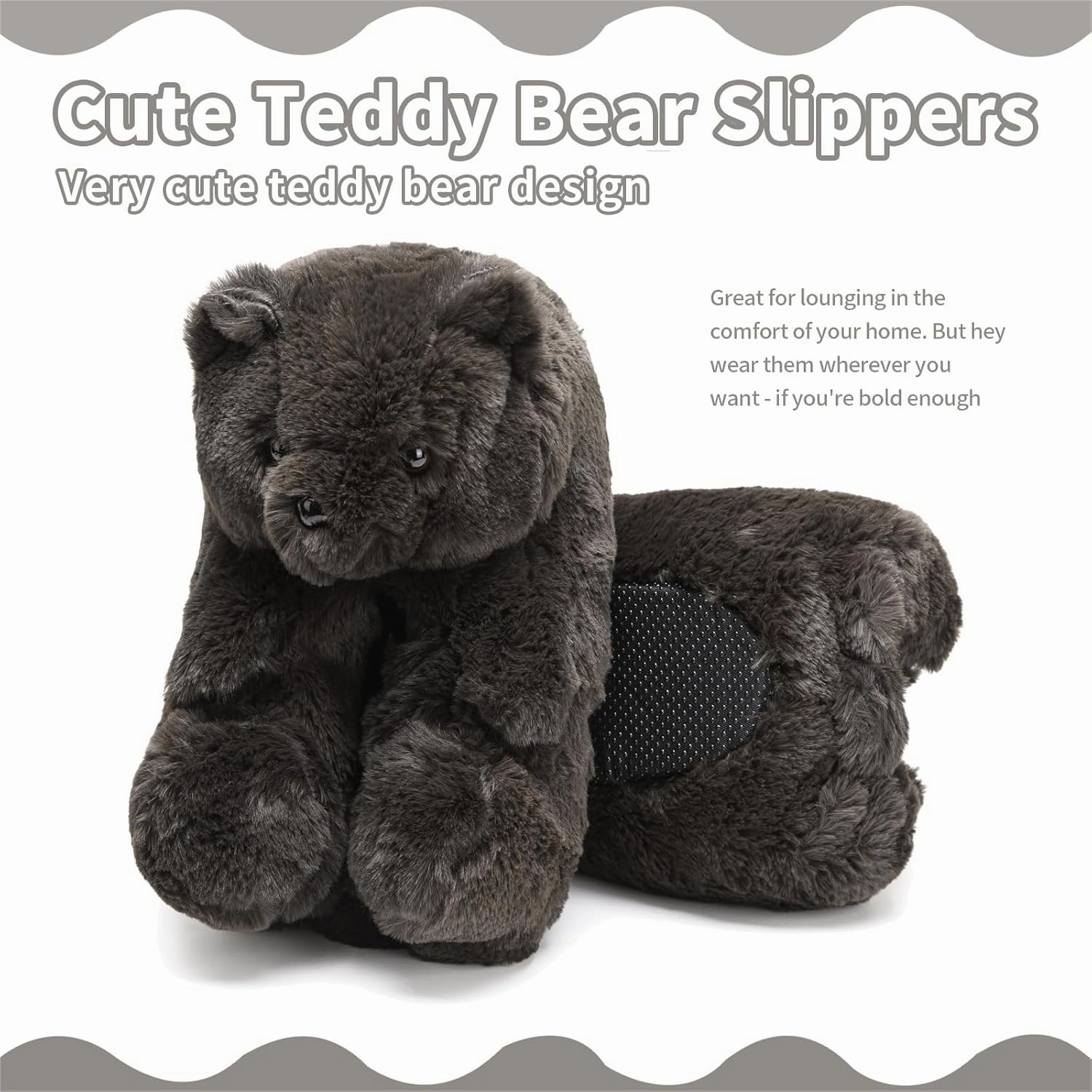 Fuzzy Women's Indoor Cozy Slippers,Cute Teddy Bear Slippers Trendy Funny Animal Slippers,Fun Birthday Gifts House Slippers Fluffy Soft Comfy Slippers for Women Mom Teen Girls Men