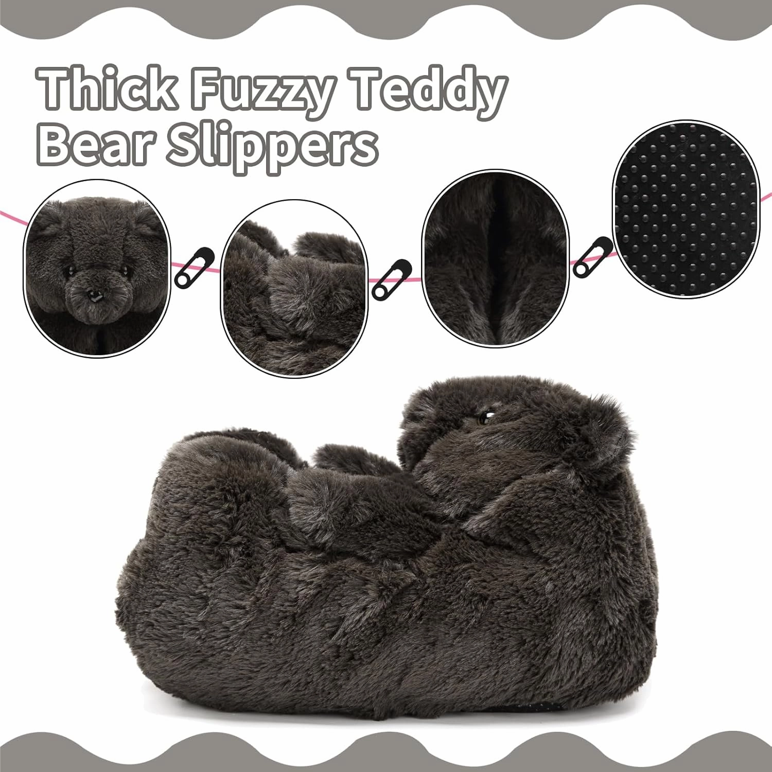 Fuzzy Women's Indoor Cozy Slippers,Cute Teddy Bear Slippers Trendy Funny Animal Slippers,Fun Birthday Gifts House Slippers Fluffy Soft Comfy Slippers for Women Mom Teen Girls Men