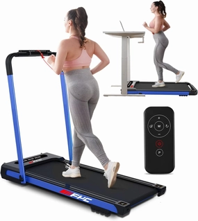 FYC Under Desk Treadmill, 2 in 1 Folding Portable Treadmill Workstation for Home with 300LBS Weight Capacity, 3.5HP Compact Electric Running & Walking Pad, Free Installation for Office (Blue)