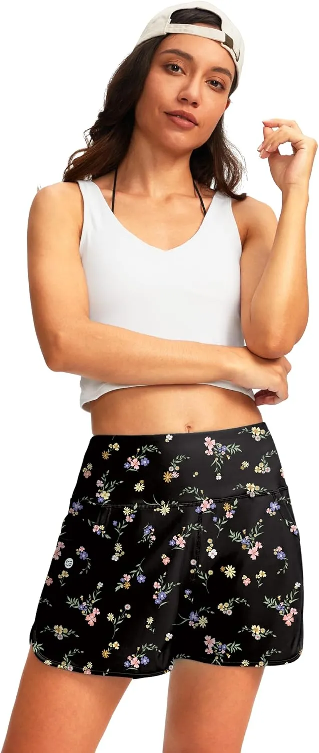 G Gradual Women's 3" High Waisted Swim Board Shorts with Pockets Quick Dry Swimsuit Bottoms Bathing Suit for Women with Liner
